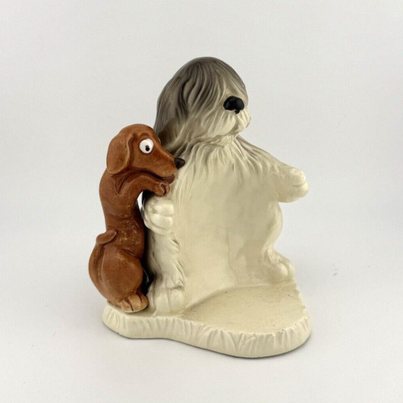 Quon Quon Porcelain Bobtail and Dachshund Hand-painted candle holder Japan 5,5" - Picture 2 of 13